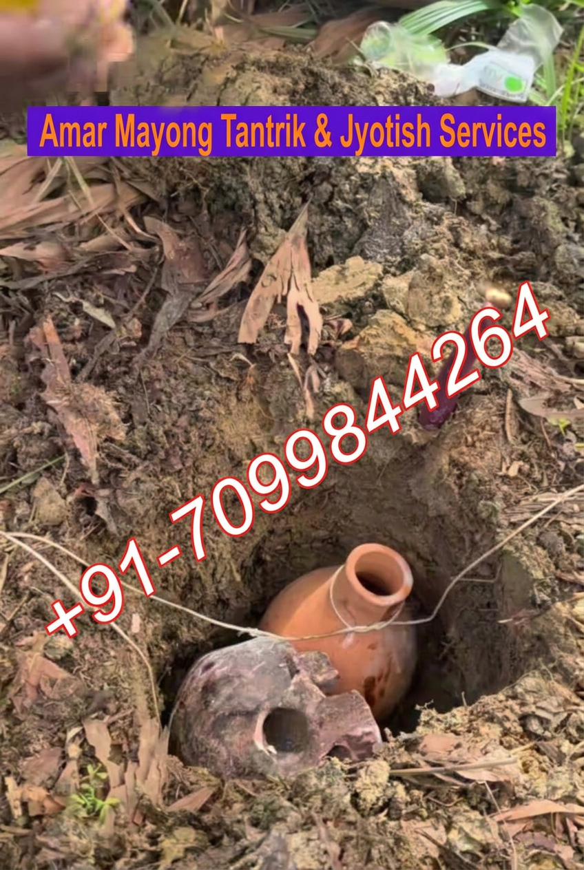 Earthen pot placed in the ground during a traditional observance by Amar Tantrik