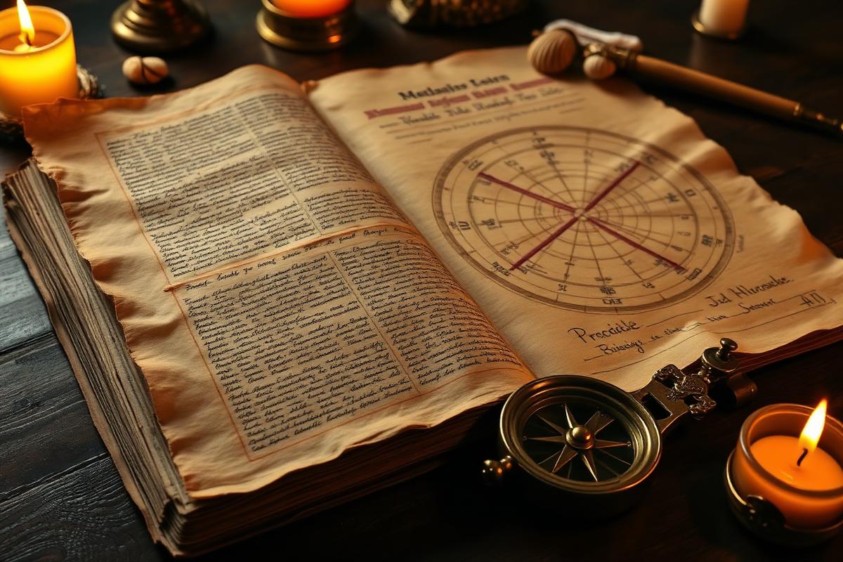 Handwritten astrological chart on aged paper